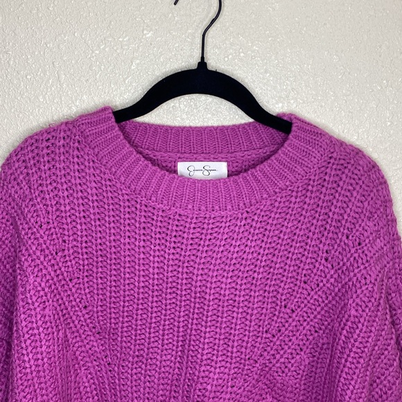 Jessica Simpson Magenta Cropped Knit Sweater NWT Size L - Picture 2 of 11